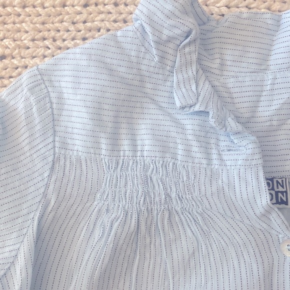 bonton girls smocked blue and white striped blouse size 6T - Picture 2 of 5